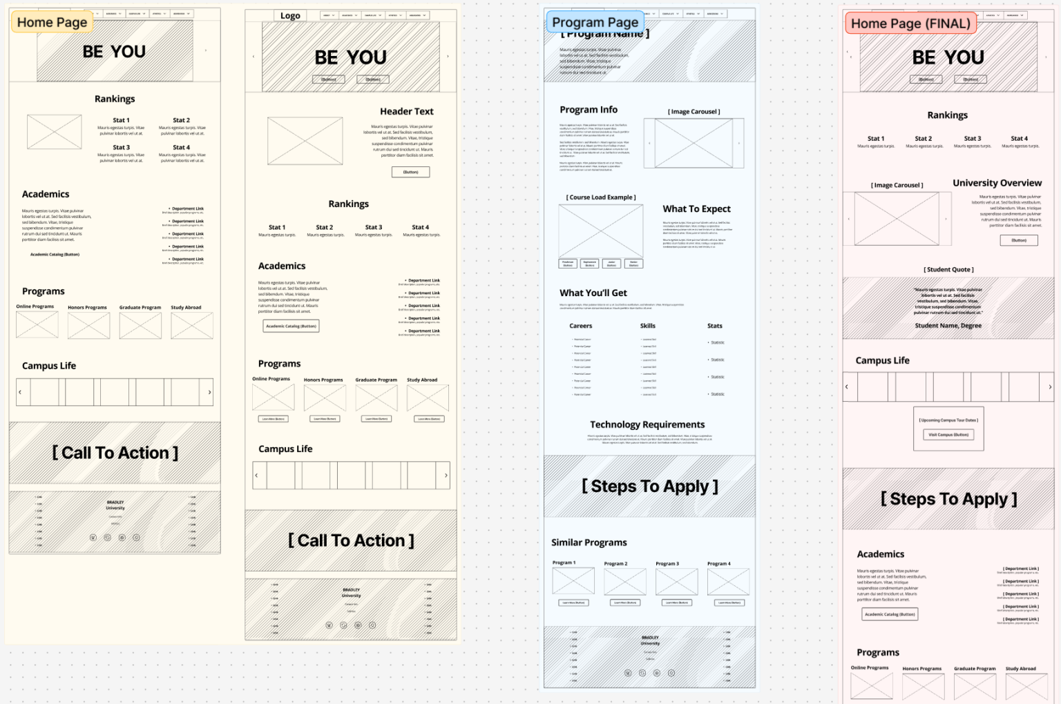Home & Program Page Wireframes