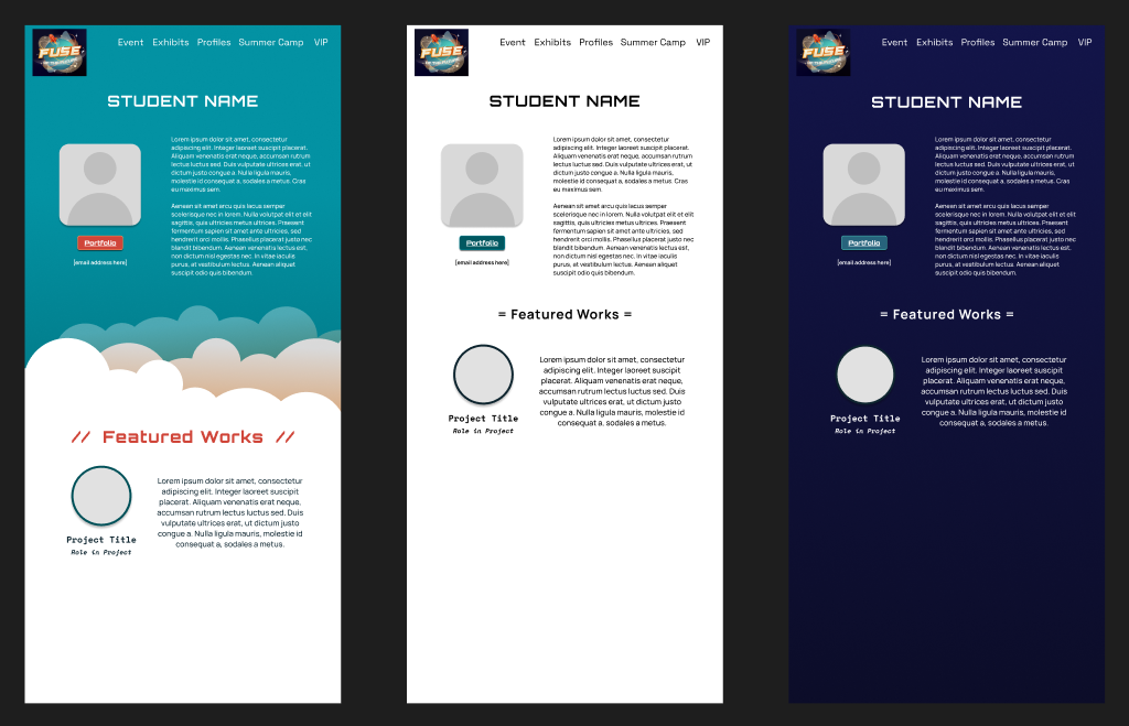 Student Info Page Iterations