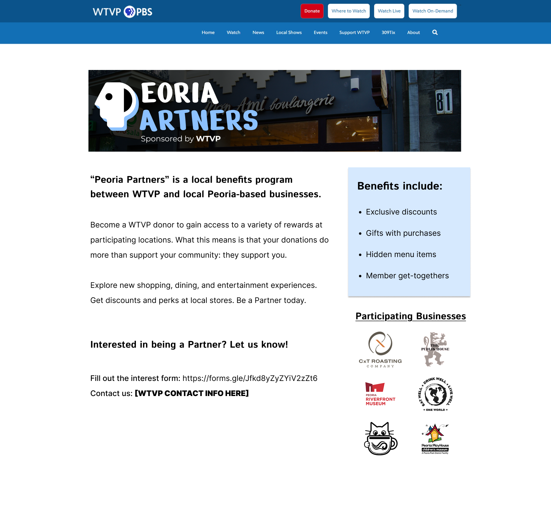 "Peoria Partners" WTVP Event Page